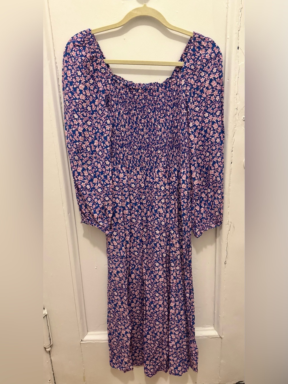 J. Crew Floral Smocked Midi Dress